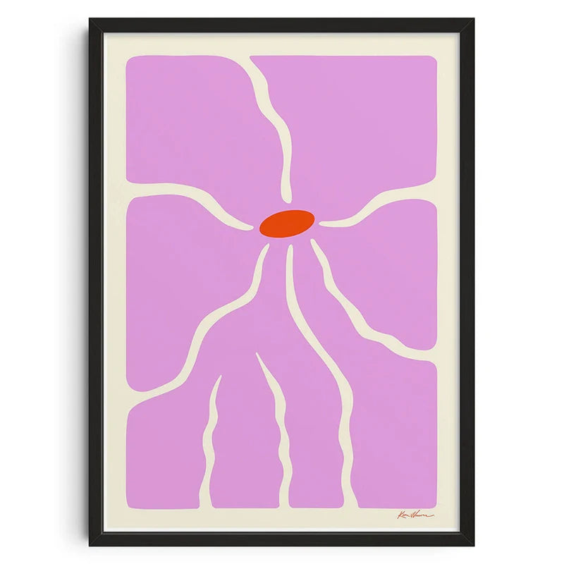 Pink flower - Vintage Retro Abstract Print Poster