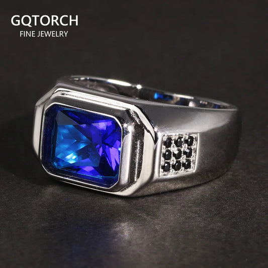 Silver Blue Cubic Zirconia Ring - Size 10