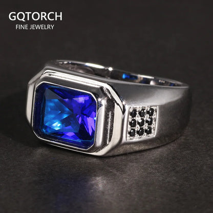 Silver Blue Cubic Zirconia Ring - Size 9