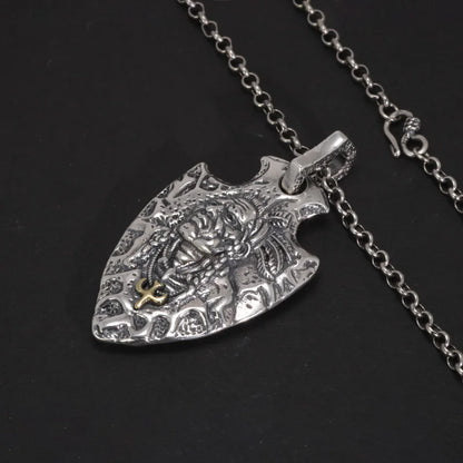 Indian Chief Eagle Shield Pendant & Necklace
