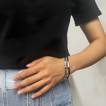 Silver Wax Feather Rope Bracelet