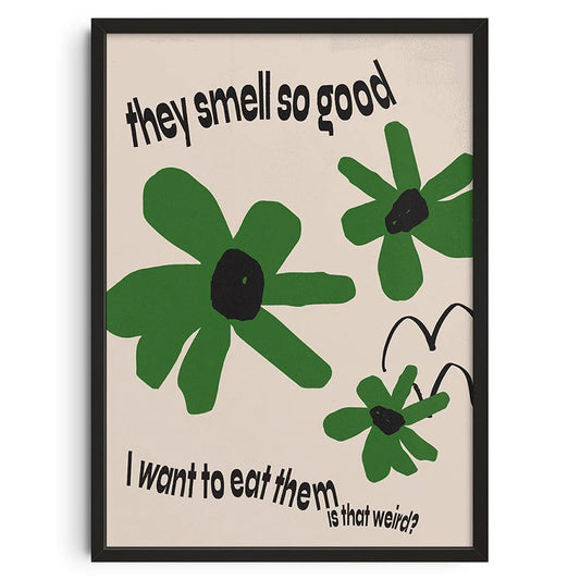 Green flowers - Vintage Retro Abstract Print Poster