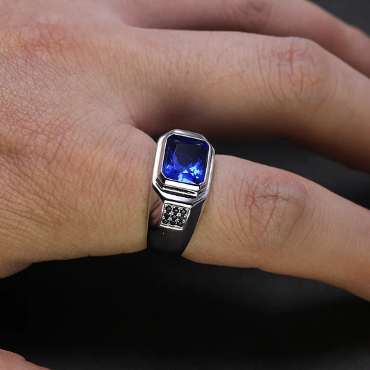 Silver Blue Cubic Zirconia Ring