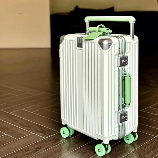 White & Green Off-Road Wheel Suitcase