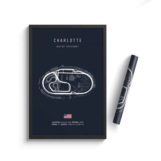 Charlotte Motor Speedway - 17 turns - F1 Race Track Print