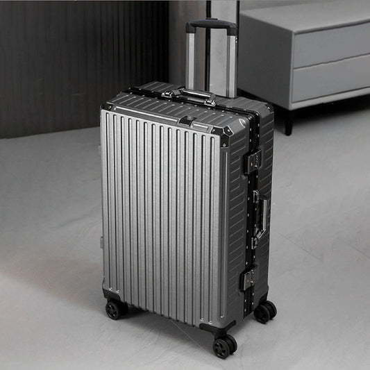 Dark Grey Aluminium Travel Combination Suitcase