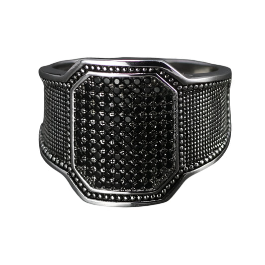 Black Zircon Embedded Ring