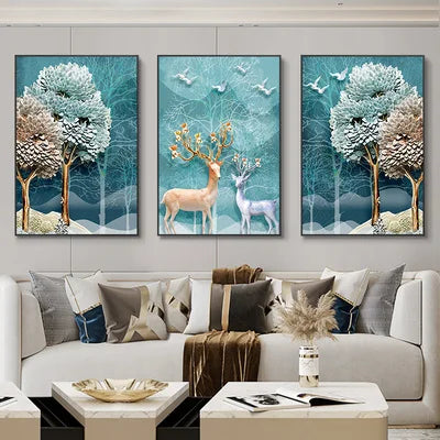 Blue Nature - 3 Piece Abstract Landscape Wall Art