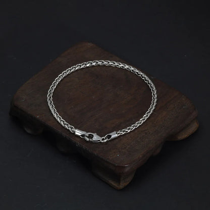 Sterling Silver 3mm Braided Bracelet & Chain
