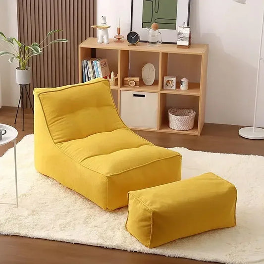 Yellow Linen Seat with Footstool