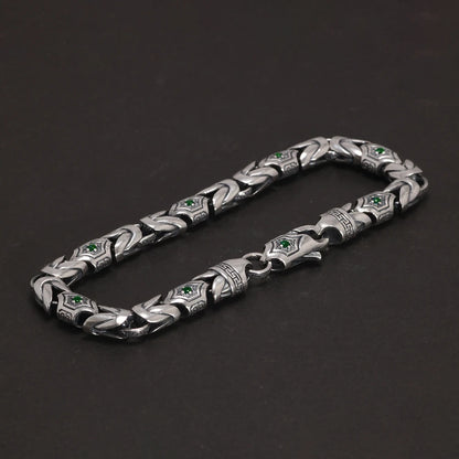 18cm 925 Sterling Silver Studded Pattern Bracelet