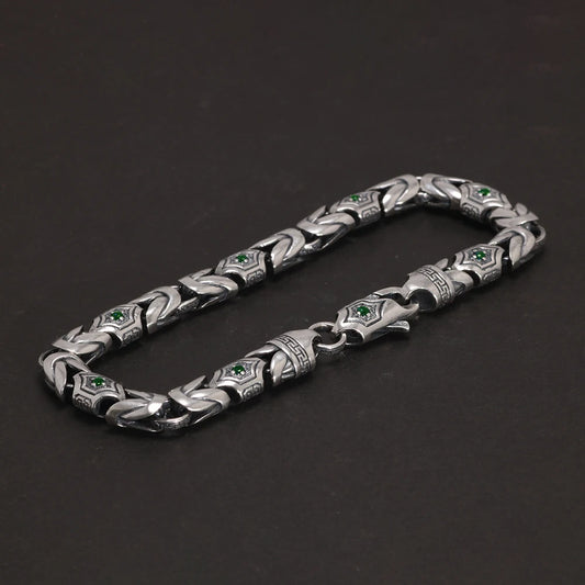 18cm 925 Sterling Silver Studded Pattern Bracelet