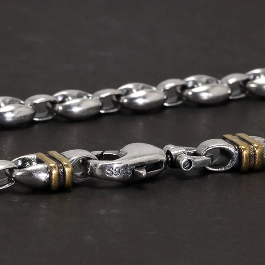XL - 50cm - Sterling Silver Coffee Bean Necklace