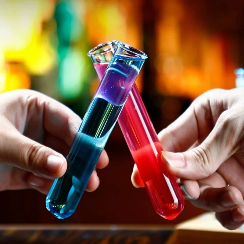 Test Tube Shot Glass Set & Wooden Holder