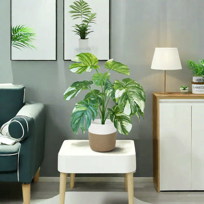 Artificial Monstera Plants and Moss Pots