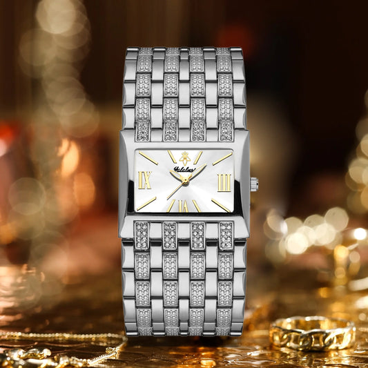 Yalalusi Quartz Crystal Band Watch - Silver