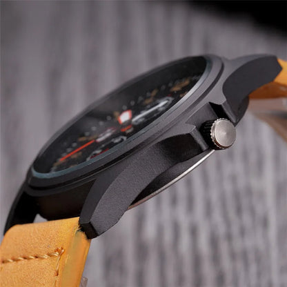 Simple Leather Quartz Calendar Watch