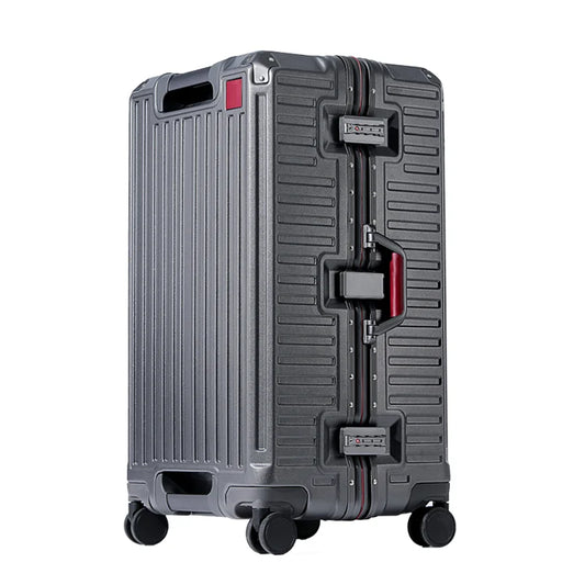 Grey Wide Handle Reinforced Suitcase