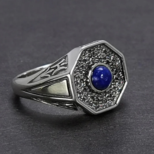 Lapis Lazuli Platinum Plated Vampire Ring