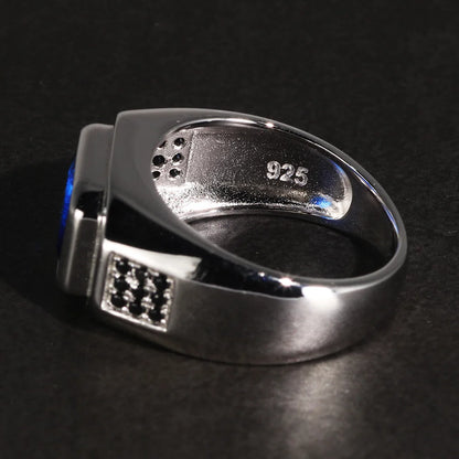Silver Blue Cubic Zirconia Ring - Size 8