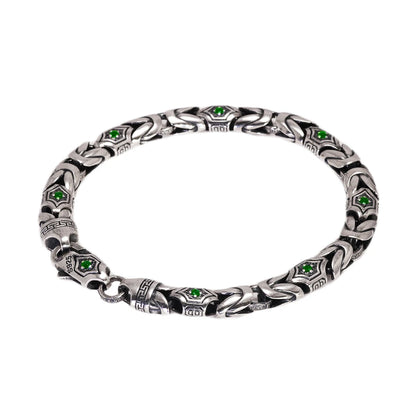 22cm 925 Sterling Silver Studded Pattern Bracelet