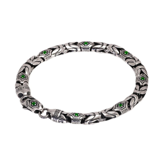22cm 925 Sterling Silver Studded Pattern Bracelet