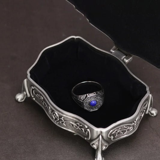 Vampire Rings With Natural Lapis Lazuli Stone & Ring Cases