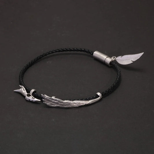 Silver Wax Leaf Rope Bracelet
