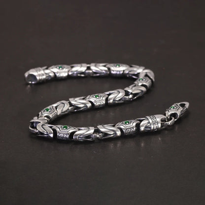 21cm 925 Sterling Silver Studded Pattern Bracelet