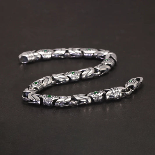 21cm 925 Sterling Silver Studded Pattern Bracelet