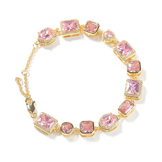 Golden Pink Gems Necklaces & Bracelets