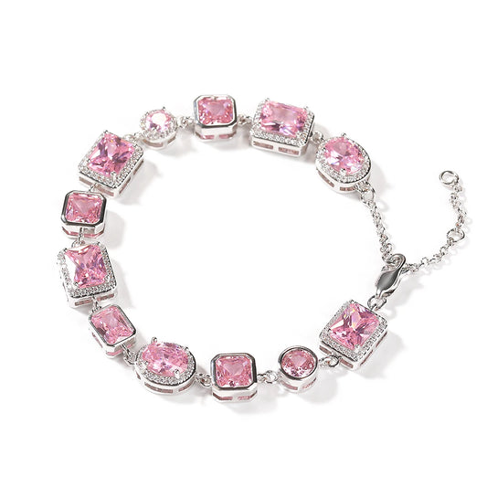 Silver Pink Gems Necklaces & Bracelets