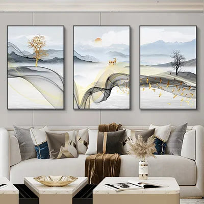 Wispy Nature - 3 Piece Abstract Landscape Wall Art