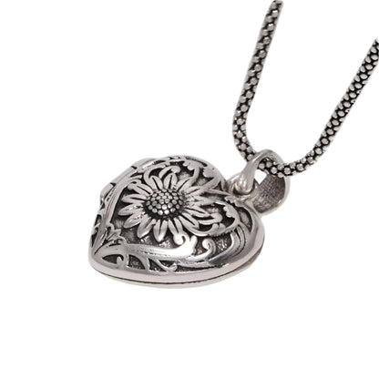 Heart Shaped Sunflower Locket Necklace & Pendant