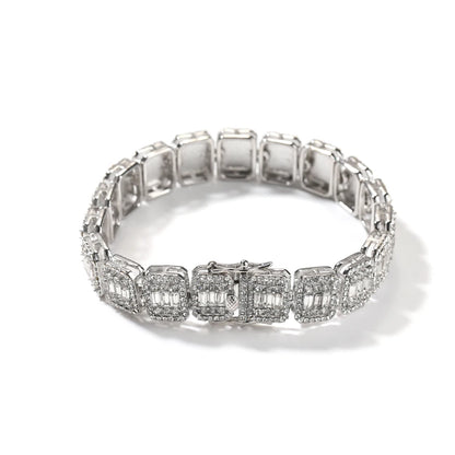 10 inch Rhinestone Baguette Cut PHAT Link Bracelet