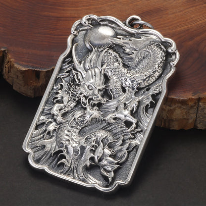 999 Pure Silver Dragon Tag Pendants
