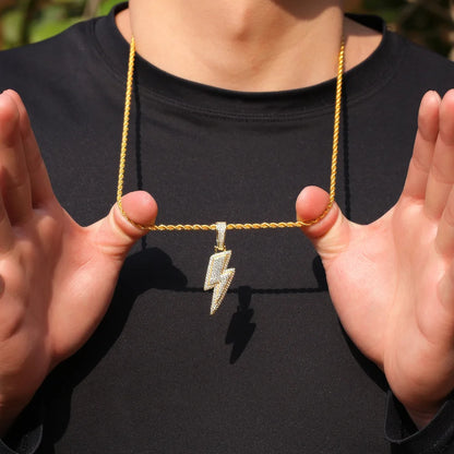 Gold Two-Tone Twist Zircon Lightning Necklace