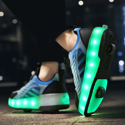 Retractable 2 Wheel LED Roller Shoes