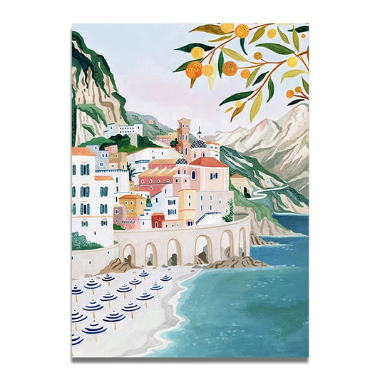 Beach town - Travel Art Print Poster