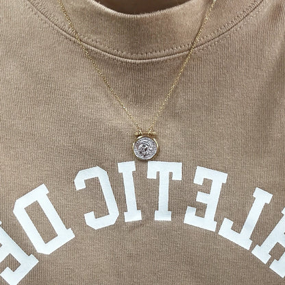 Gold Plated Roman Knight Silver Coin Necklace