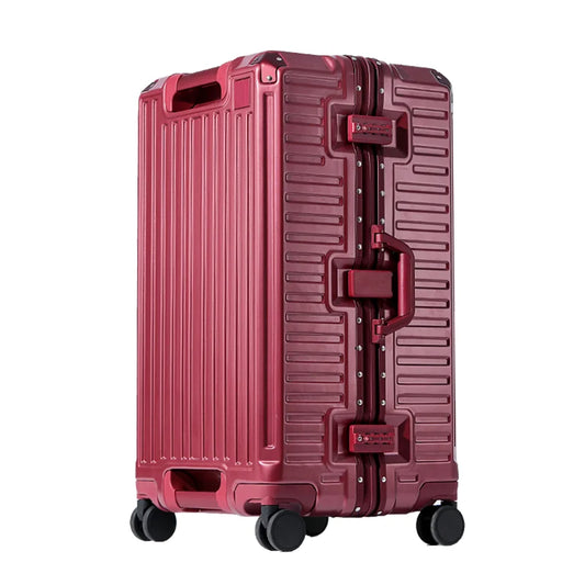 Red Wide Handle Reinforced Suitcase