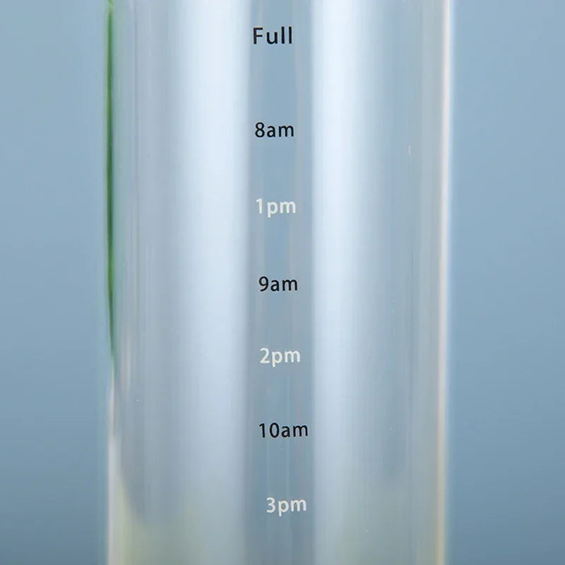 Glass Water Bottle with Time Marker