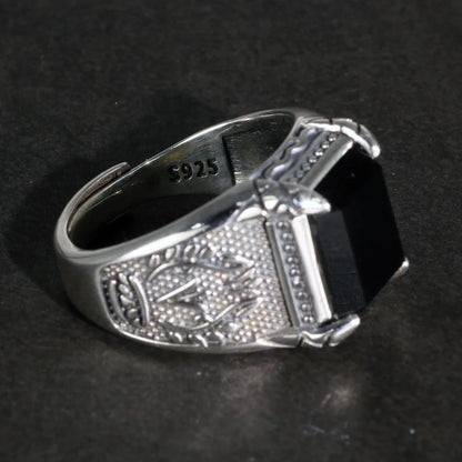 Claw Set Natural Onyx Resizable Ring