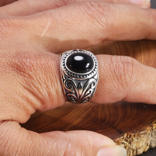 Black Blossom Natural Garnet Ring
