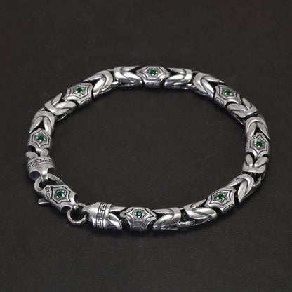 20cm 925 Sterling Silver Studded Pattern Bracelet