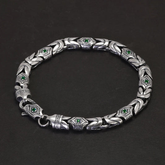 20cm 925 Sterling Silver Studded Pattern Bracelet