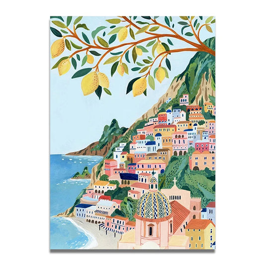 Seaside City - Travel Art Print Poster