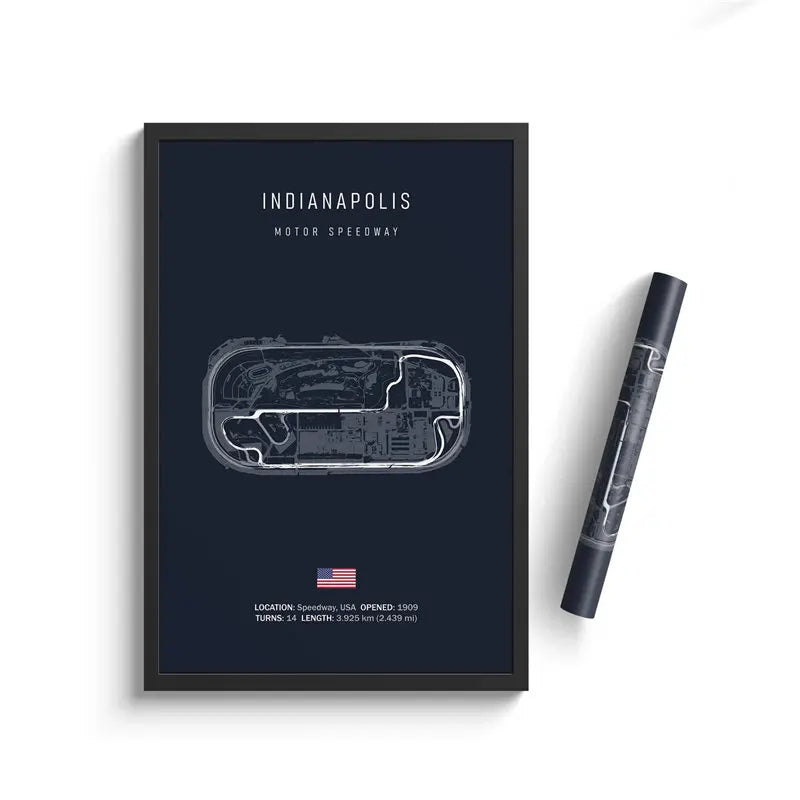 Indianapolis Motor Speedway - 14 turns - F1 Race Track Print