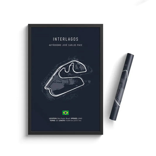 Interlagos Circuit A.K.A The Autódromo José Carlos Pace - F1 Race Track Print