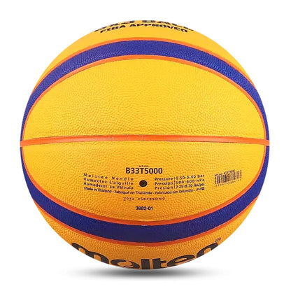 B33T5000 Orange basketball with a dark orange winding and purple track lines. 